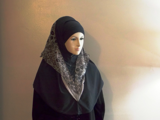 Dark Grey Long 2 Piece Amira Hijab w/Button style 7